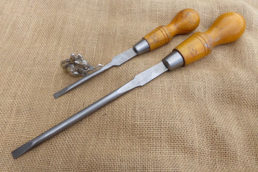 2 x Nice Vintage Crown Tools Slotted Head Screwdrivers 11" & 16 1/2"