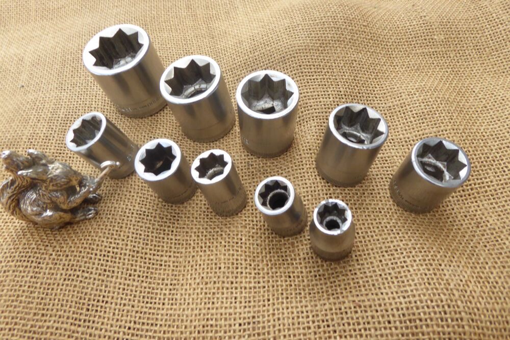 10 x Britool EQ Series Square Sockets - 8 Point