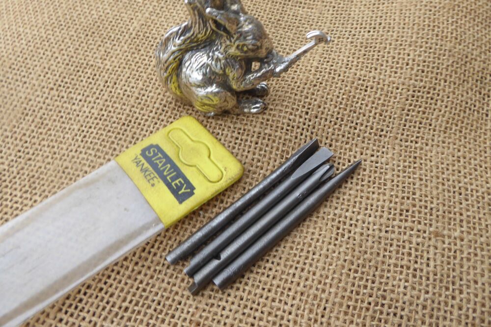 Set Of 4 Stanley Yankee Screwdriver Bits - 3/16" Dia.