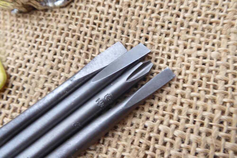 Set Of 4 Stanley Yankee Screwdriver Bits - 3/16" Dia.
