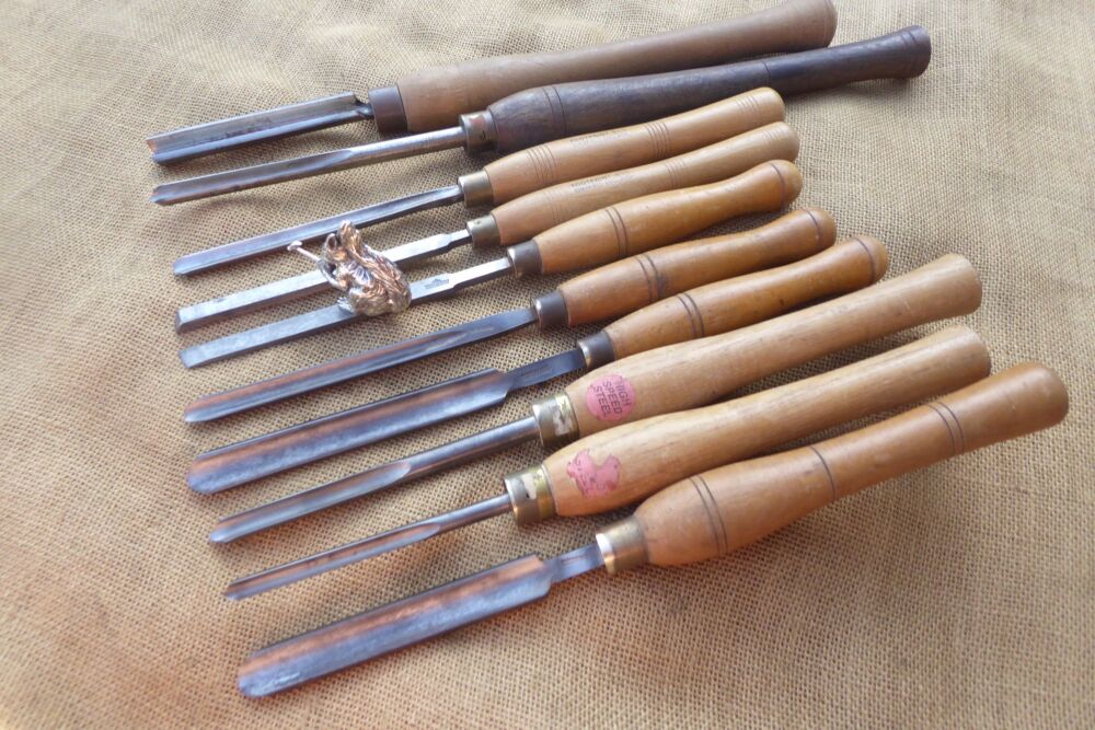 Job Lot Of 10 Various Named Wood Turning Tools