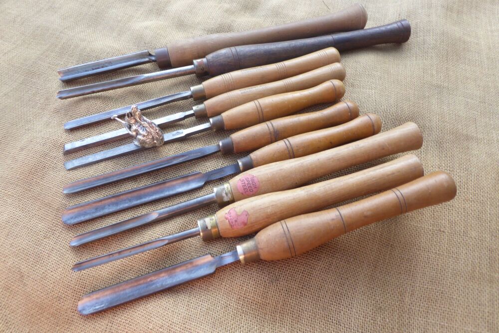 Job Lot Of 10 Various Named Wood Turning Tools