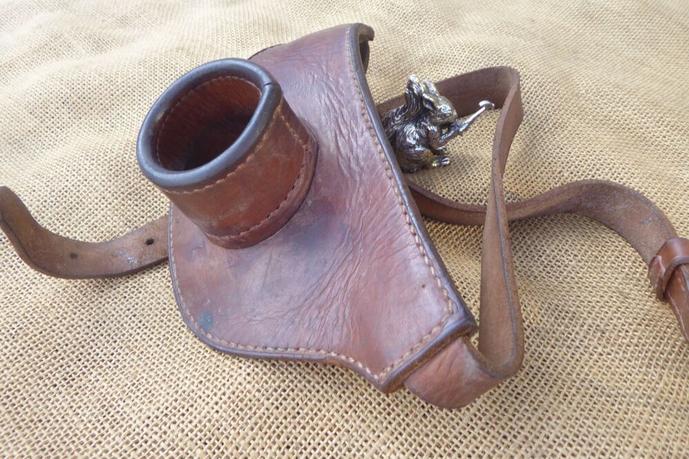 Vintage Leather Flag Pole Belt / Carrier Belt