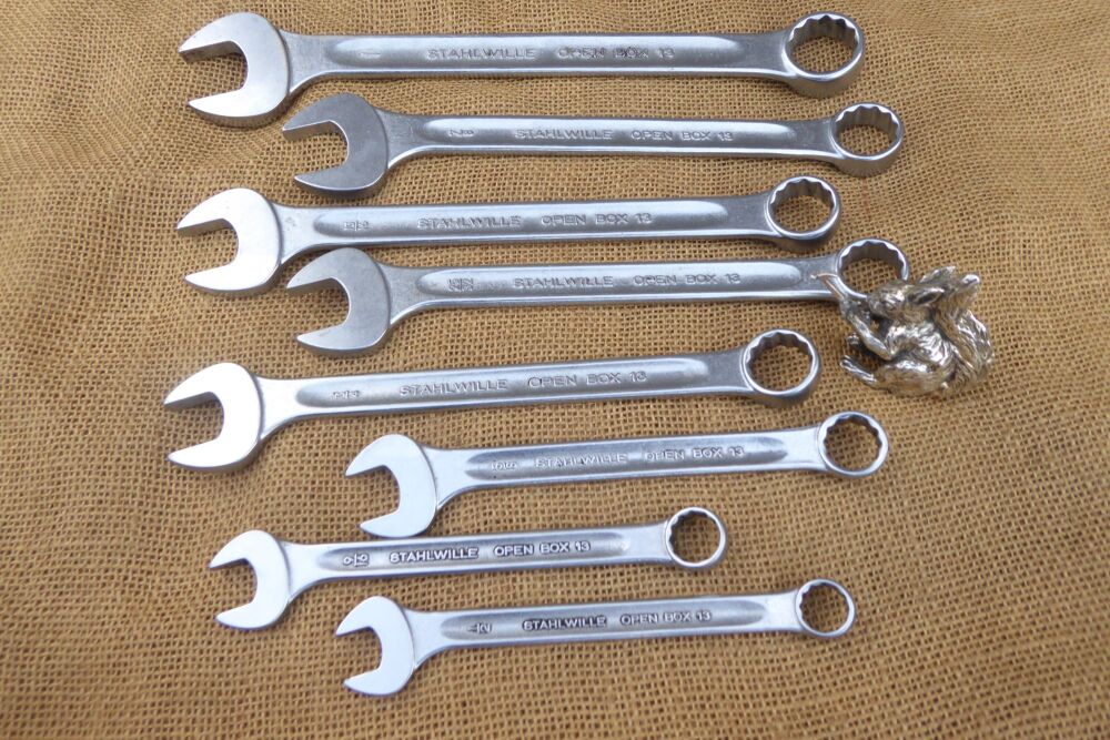 Set Of 8 Stahlwille Open Box 13 Imperial Combination Spanners To 1"
