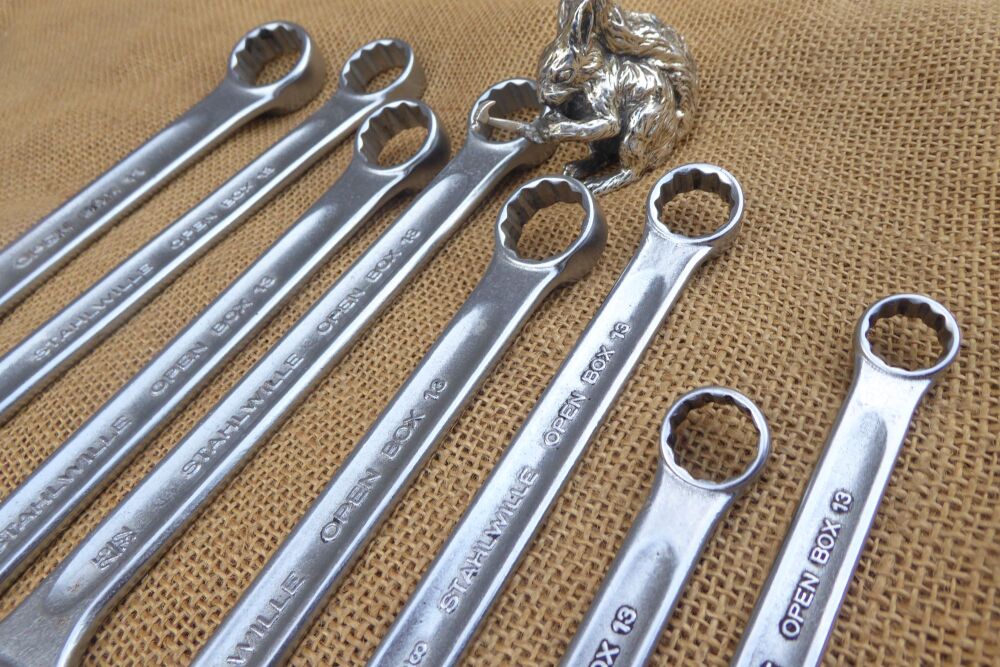 Set Of 8 Stahlwille Open Box 13 Imperial Combination Spanners To 1"