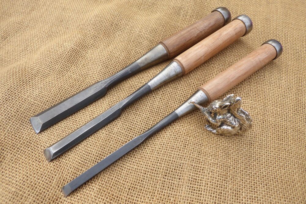 3 x Japanese Chisels (Sen Scraped On Reverse)