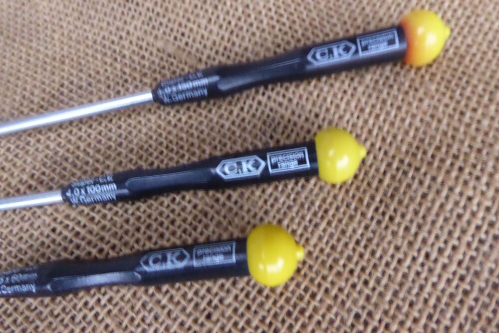 3 x C.K Precision Range Super C.V Slotted Head Screwdrivers