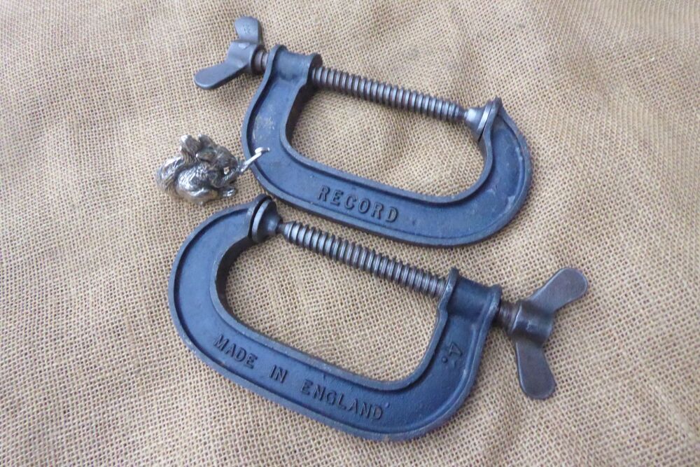 Pair Of Vintage Record 4" G Clamps / Cramps - Made In England