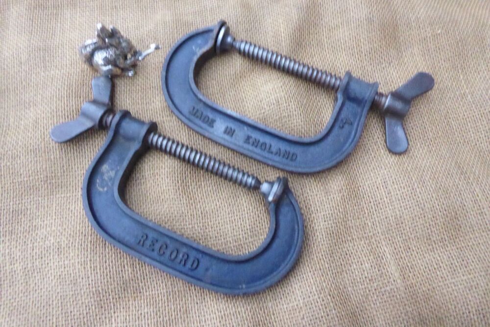 Pair Of Vintage Record 4" G Clamps / Cramps - Made In England