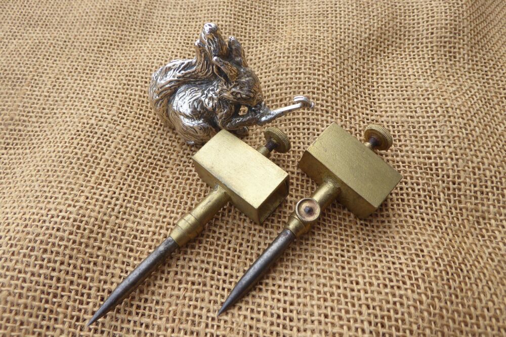 Pair Of Brass & Steel Trammel Points / Heads
