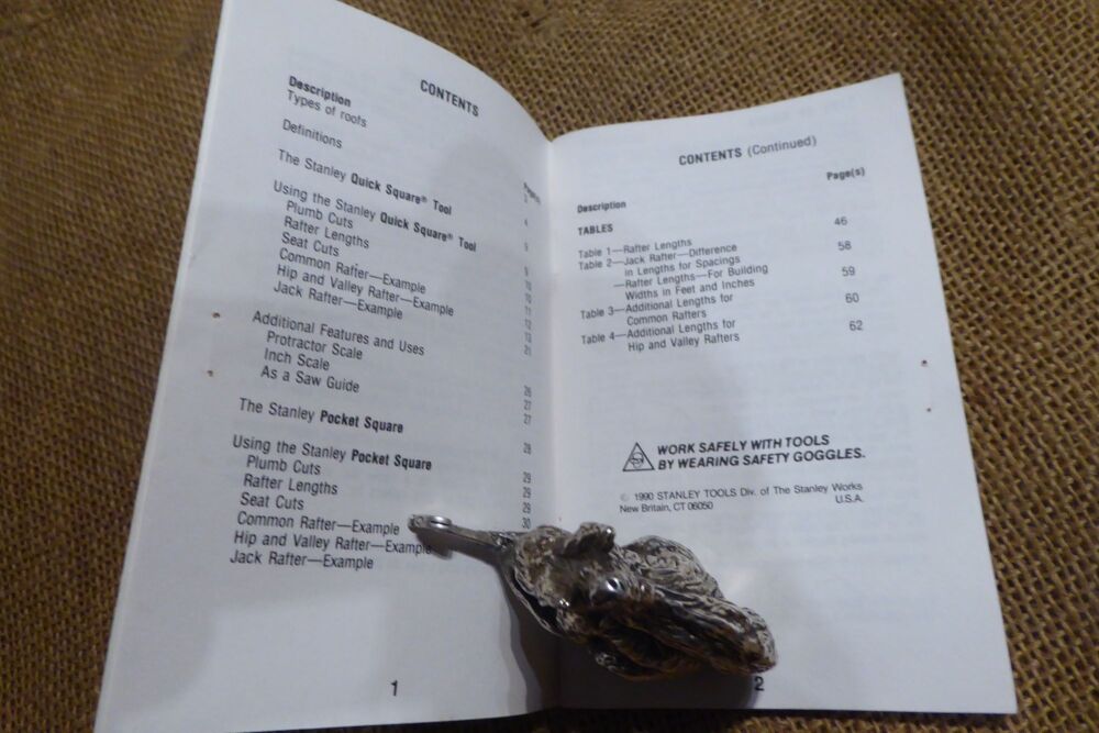 Stanley Quick Square And Pocket Square Instruction Manual Booklet (1990)