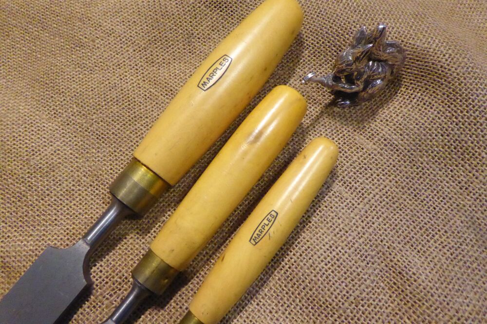 3 x Marples Boxwood Handles Firmer Chisels Up To 1 1/4"