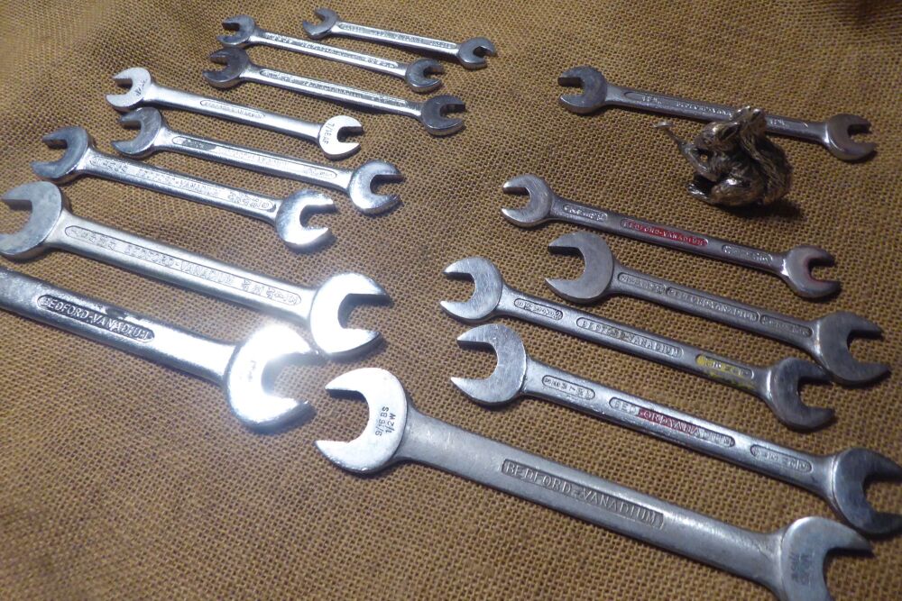 Job Lot Of 14 Bedford Open Ended Spanners A/F / BSW Etc.