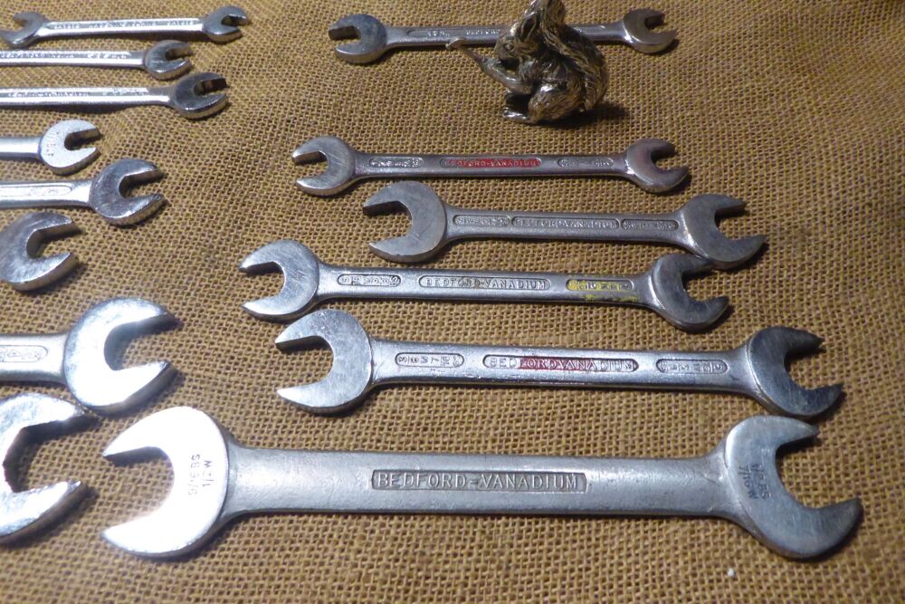 Job Lot Of 14 Bedford Open Ended Spanners A/F / BSW Etc.