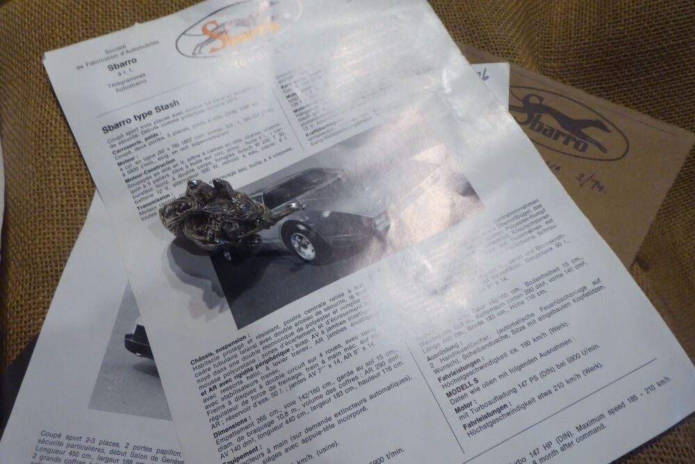 Sbarro 1970's Car Brochure & Paperwork