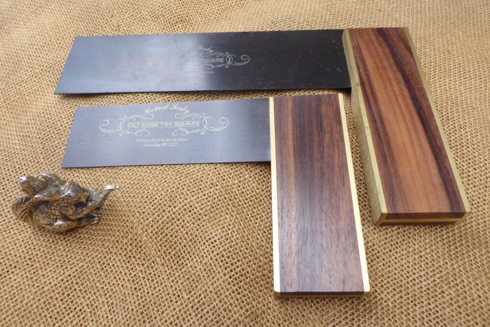 Pair Of Robert Sorby Gilt Edged Try Squares