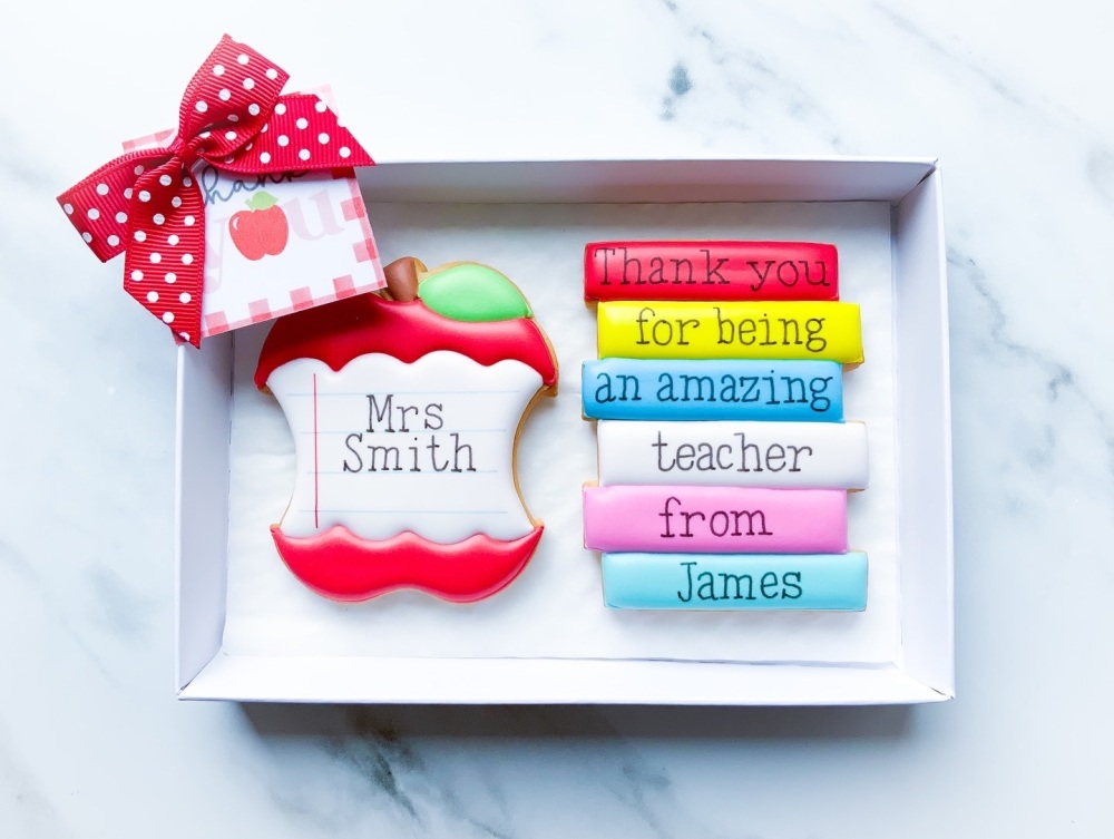 Apple and book stack gift set