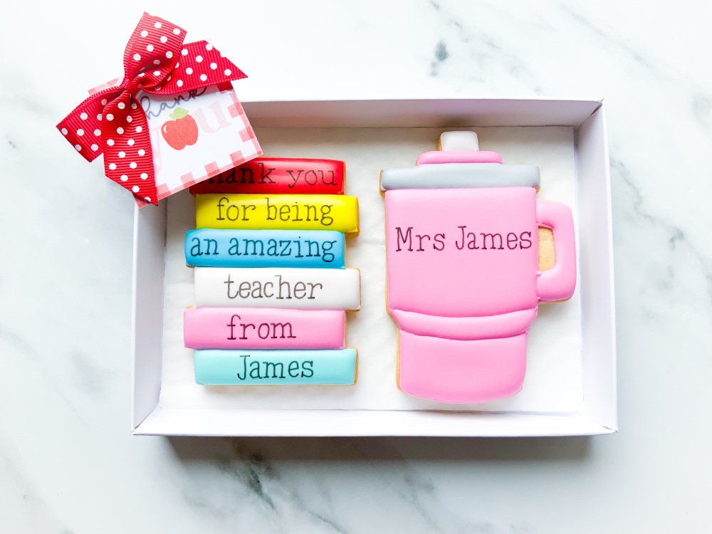 Book stack and travel mug gift set