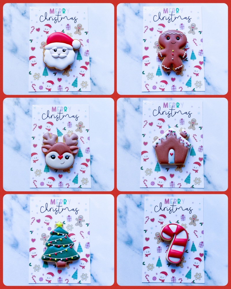 Christmas Cookie card (white busy print)