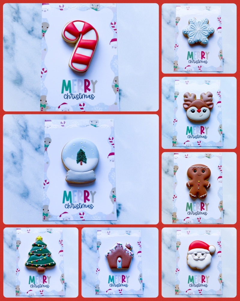 Christmas Cookie card (pale blue snowflake border)