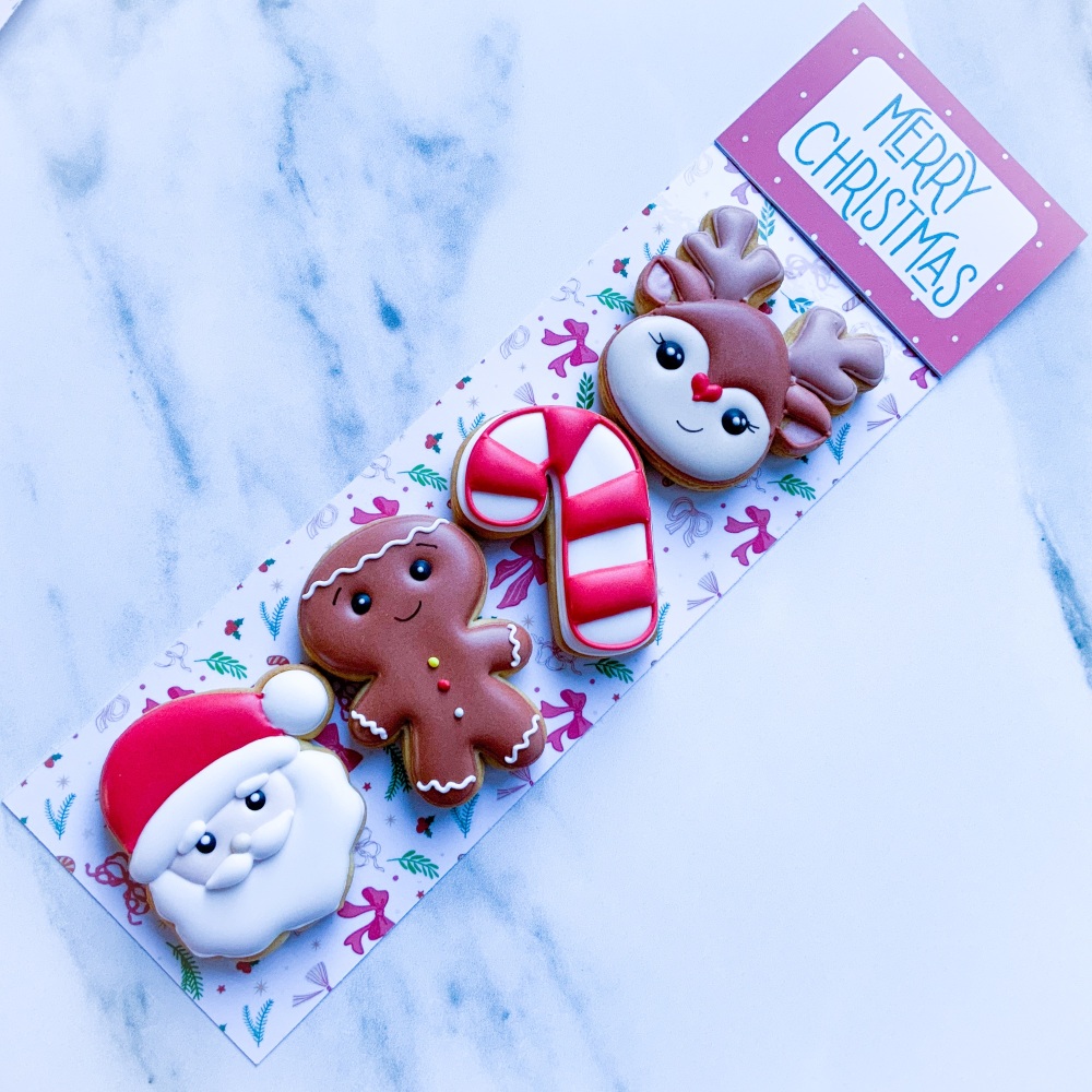 Santa cookie strip (white busy backer)