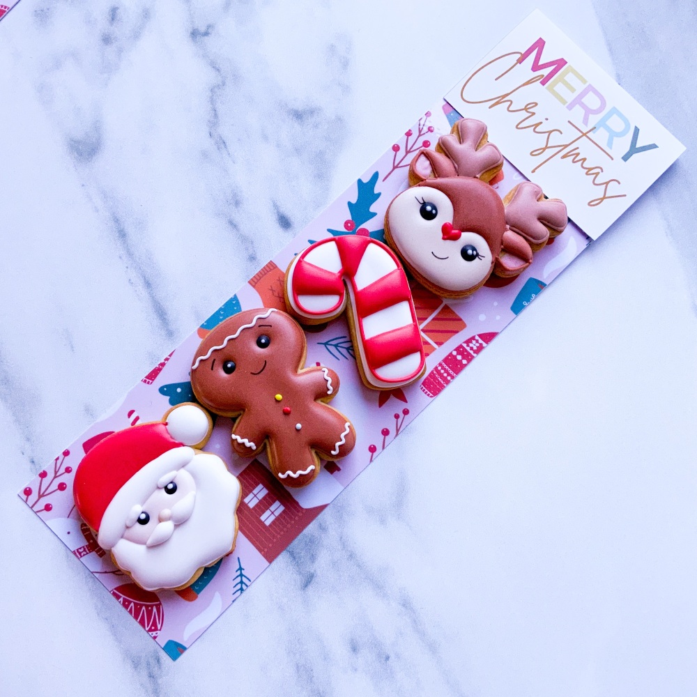 Santa Cookie strip (Pink backer)