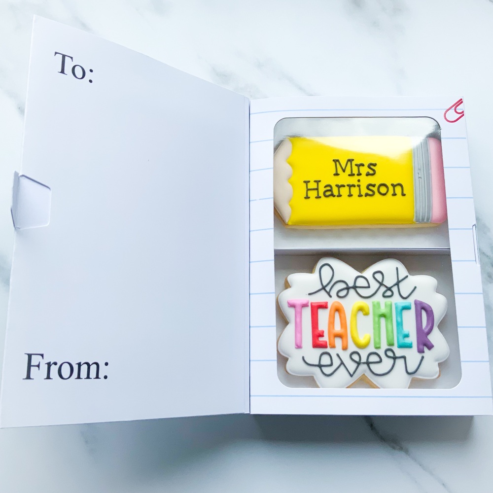 Best Teacher Ever Book Style Cookie Duo