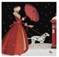 Christmas lady with dalmatian