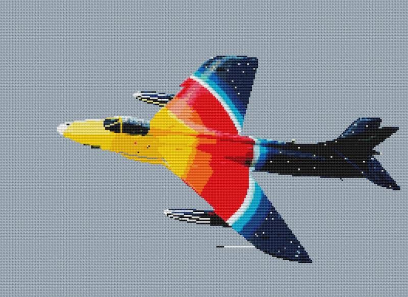 Hawker Hunter (plane) cross stitch