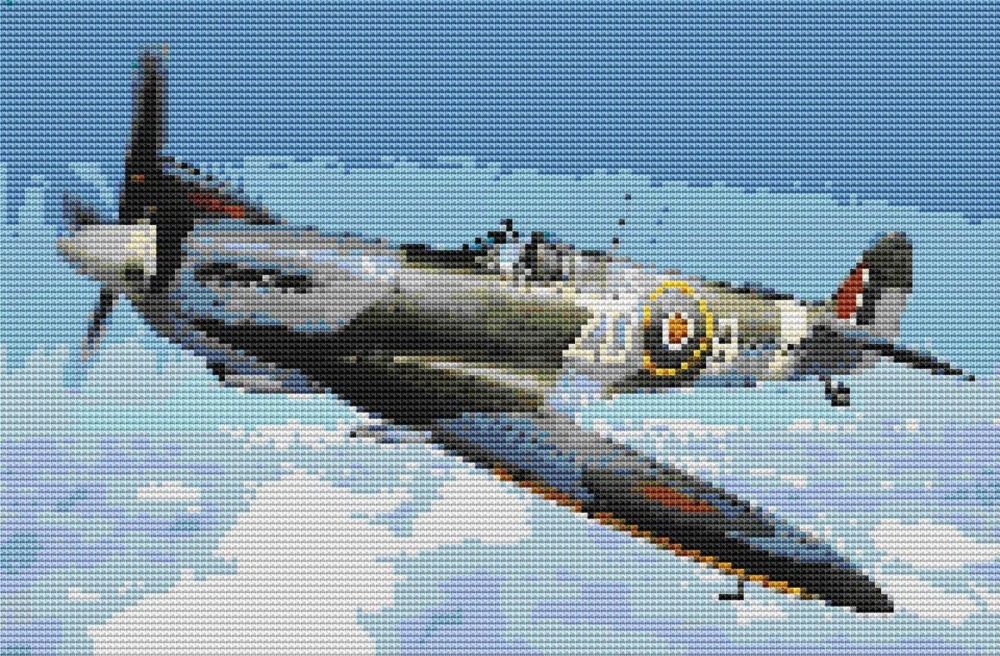 Spitfire ZDB (plane) cross stitch