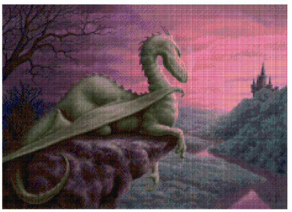 Dragon at dusk cross stitch