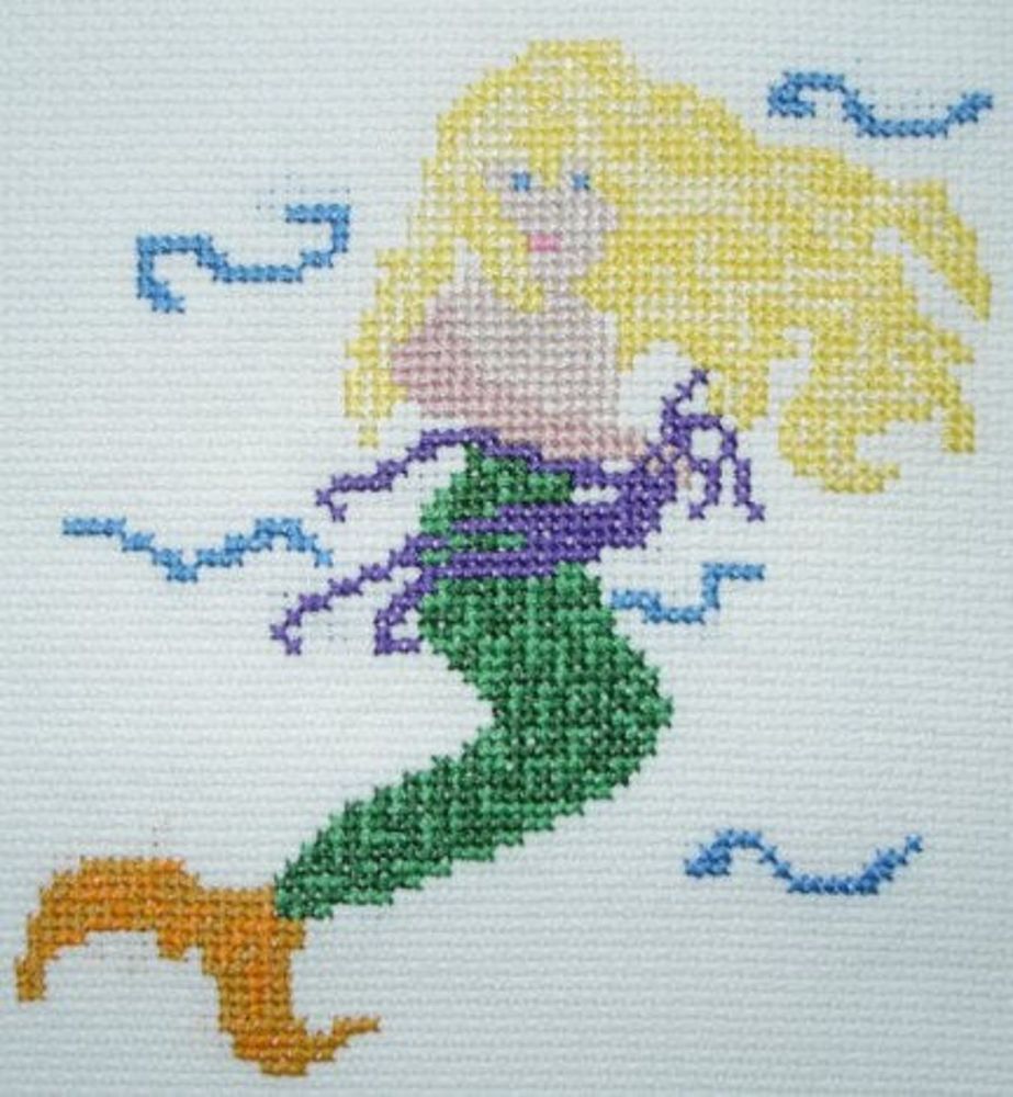 Mermaid picture cross stitch for children or beginners