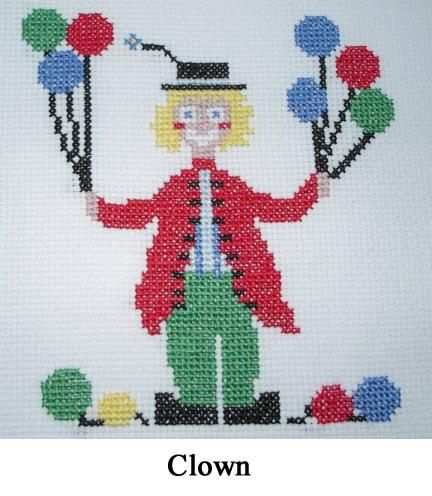 Clown picture cross stitch for children or beginners