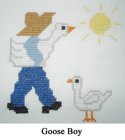 Goose Boy picture cross stitch for children or beginners