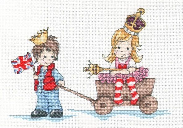 Youngsters dressed up and ready for holiday cross stitch