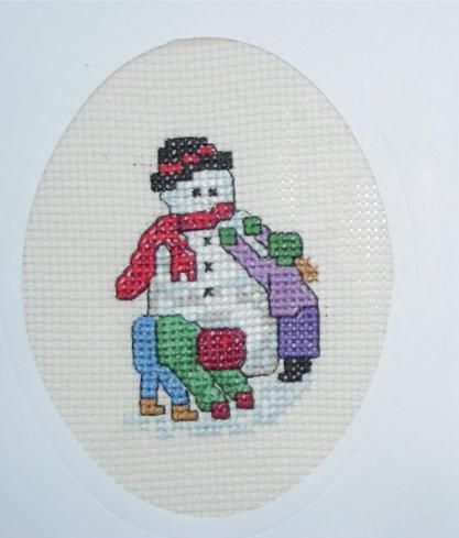 Christmas card - snowman cross stitch