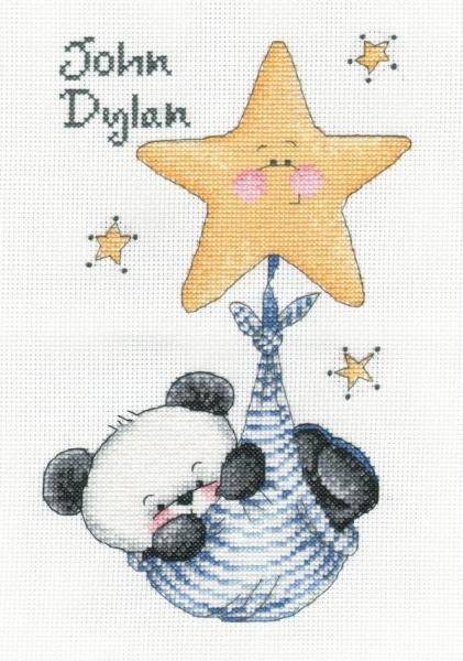 Party Paws - Bamboo Swinging On A Star - boy in Blue cross stitch