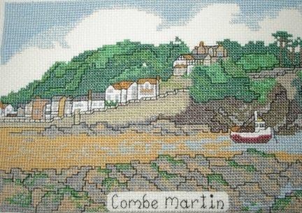 Combe Martin in Devon cross stitch