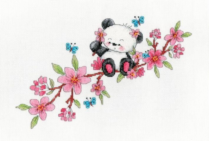 Party Paws - Bamboo on Blossom branch cross stitch