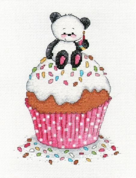 Party Paws - Bamboo on top of Cup Cake cross stitch