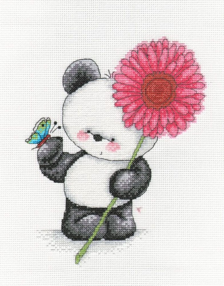 Party Paws - Bamboo with Gerbera cross stitch