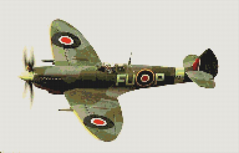 Spitfire FU-P (plane) cross stitch