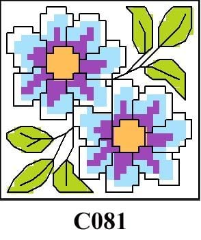 Blue floral picture cross stitch kit CO81