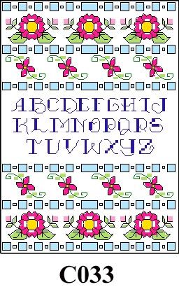 Flowers with blue alphabet cross stitch kit CO33
