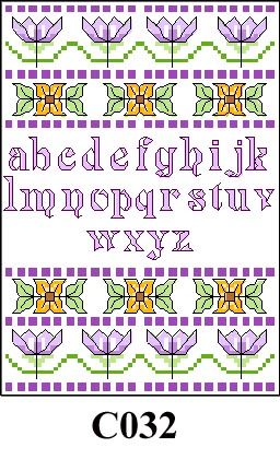 Flowers with mauve alphabet cross stitch kit CO32