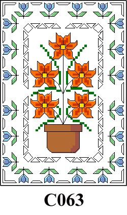Tub with orange flowers & border cross stitch kit CO63