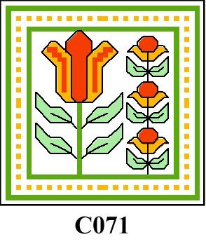 Tile with green border & flowers CO71