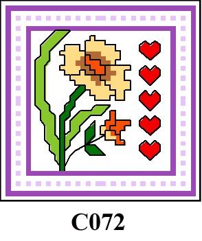 Tile with purple border & flowers CO72