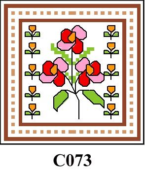 Tile with brown border & flowers CO73