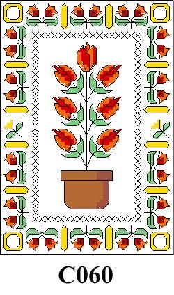 Tub with red flowers & border cross stitch kit CO60